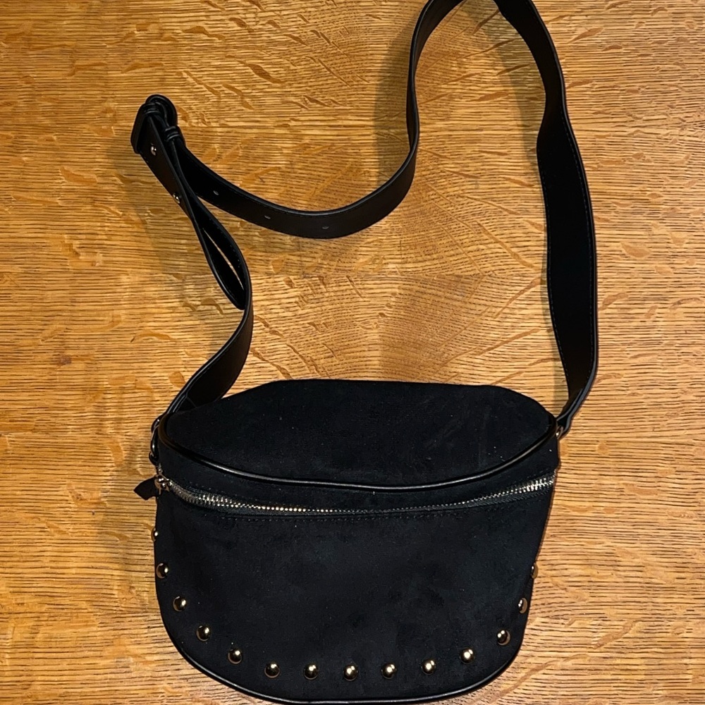 Elegant Black Studded Crossbody Bag